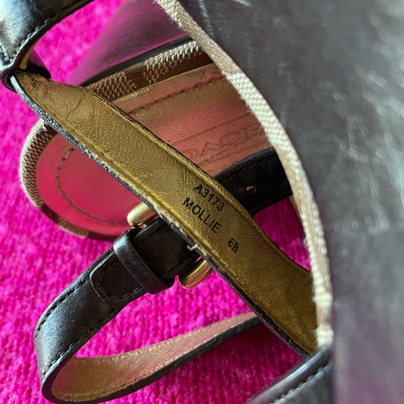 Coach Mollie Brown Leather Wedge Slingback Sandal - Size 6 - Picture 11 of 14